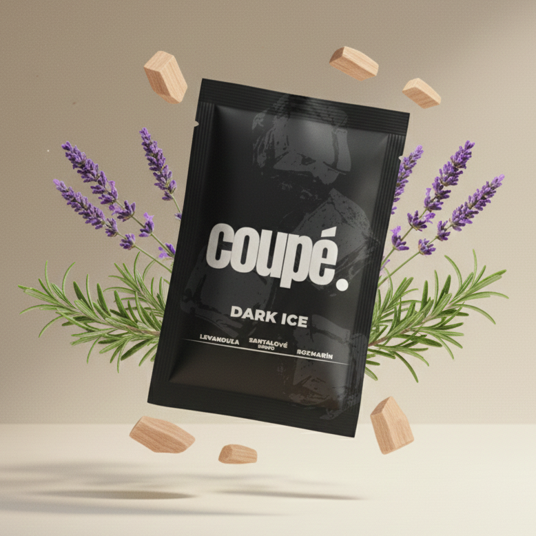 Intenzívna vôňa do auta Coupe Aroma Dark Ice s chladivým a drevitým charakterom
